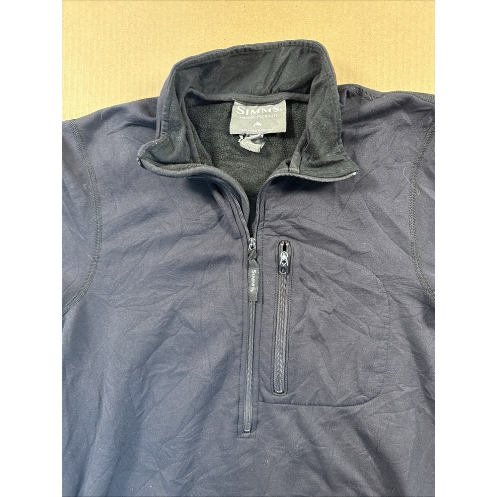 Simms Men's 1/4 Zip Fly Fishing Lightweight Pullover Chest Pocket Black, Large